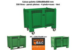 Caisse-palette Verte 1200x800x850/1000 mm sur 4 roues