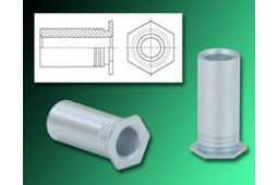 Écrou à sertir M 4 - Acier [ AISI 1008 ] Zingué (Ø x L) 6,0 mm x 12,0 mm -  Tête affleurante Arbre hexagonal - Extrémité de l'arbre ouverte - GO-NUT -  7550402100