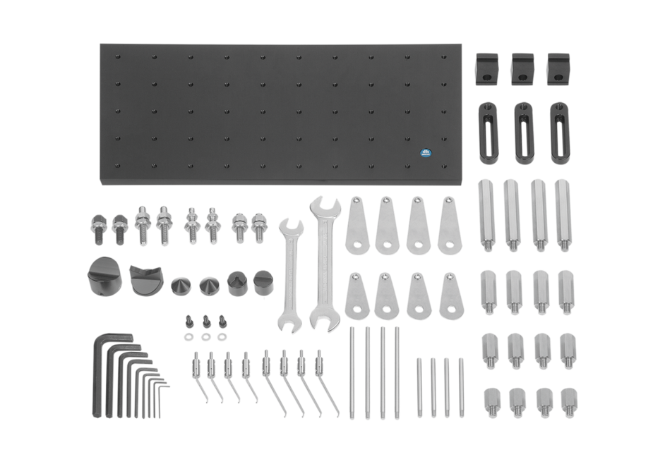 Kit de composants de serrage pour la fixation d’appareils de mesure tridimensionnelle, principe de la colonne