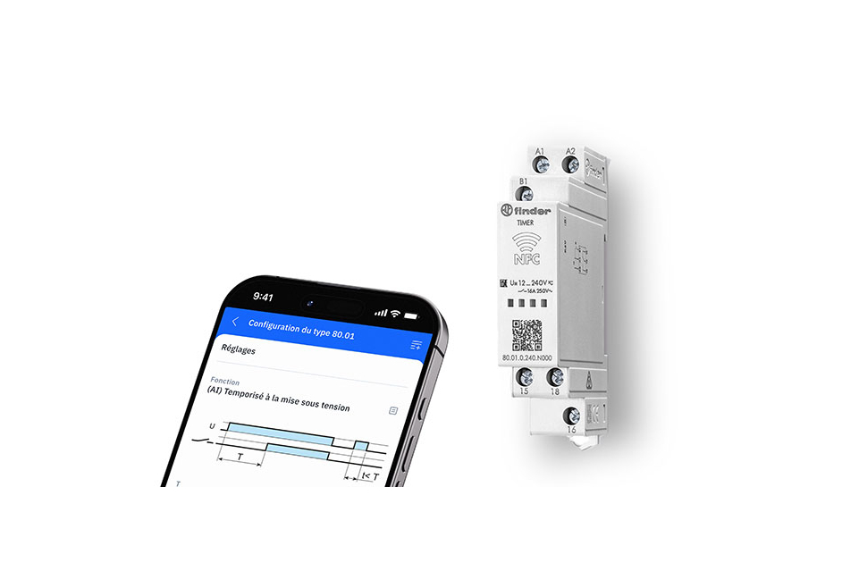 Relais temporisé modulaire 80.01 NFC programmable par smartphone