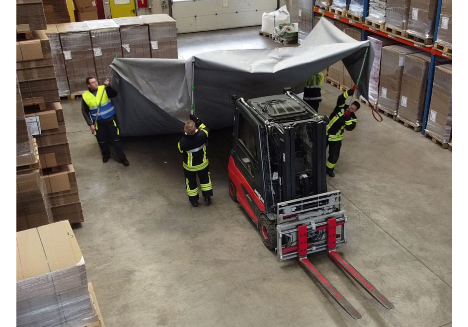 Couverture anti feu pour chariot élévateur avec batteries Lithium  - DIFOPE Ref. COUVAF-CHA