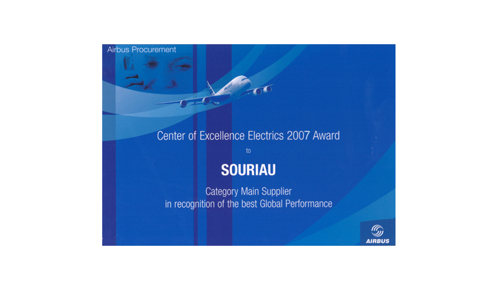 SOURIAU reçoit le prix AIRBUS du meilleur fournisseur 