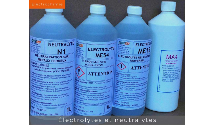 Électrolytes et feutres pour marquage électrochimique