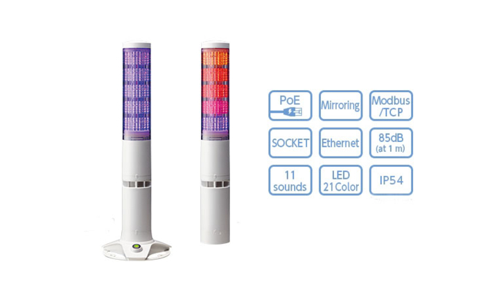 LA6-POE, la première tour de signalisation DEL programmable Ethernet avec PoE