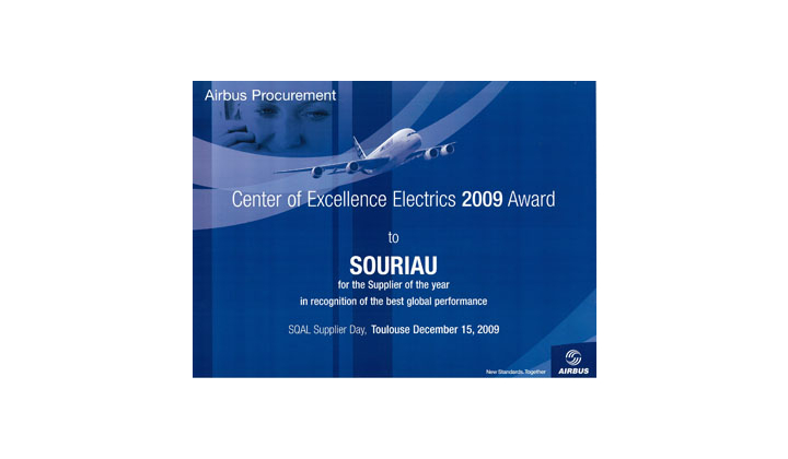 Pour la 3ème année, Souriau remporte le prix du meilleur fournisseur d’AIRBUS