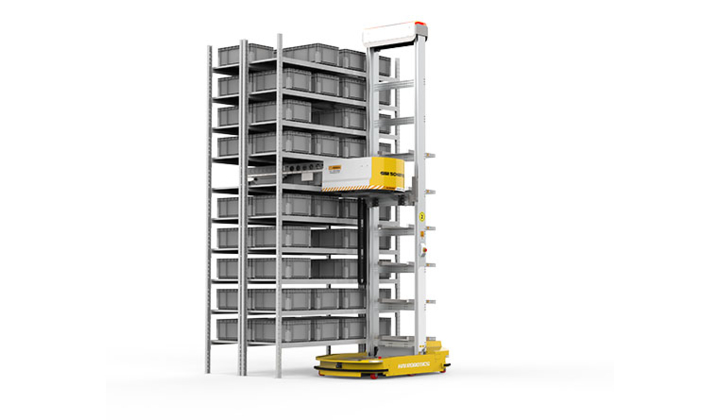 SSI RackBot, un robot autonome pour le prélèvement et transfert des bacs et cartons