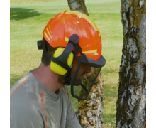casque de protection forestier pour bucheron équipé de la technologie « CrashBox® »