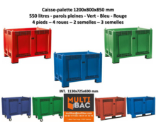 Caisse-palette 1200x800x850 mm couleur vert - Bleu - Rouge