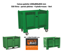 Caisse-palette Verte 1200x800x850/1000 mm sur 4 roues